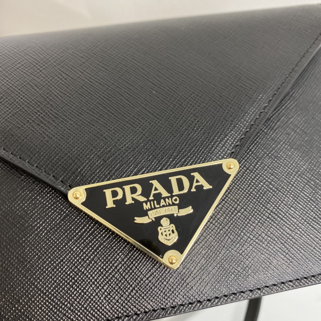 Prada Saffiano Leather Shoulder Bag Handbag Tote Black 1BD318